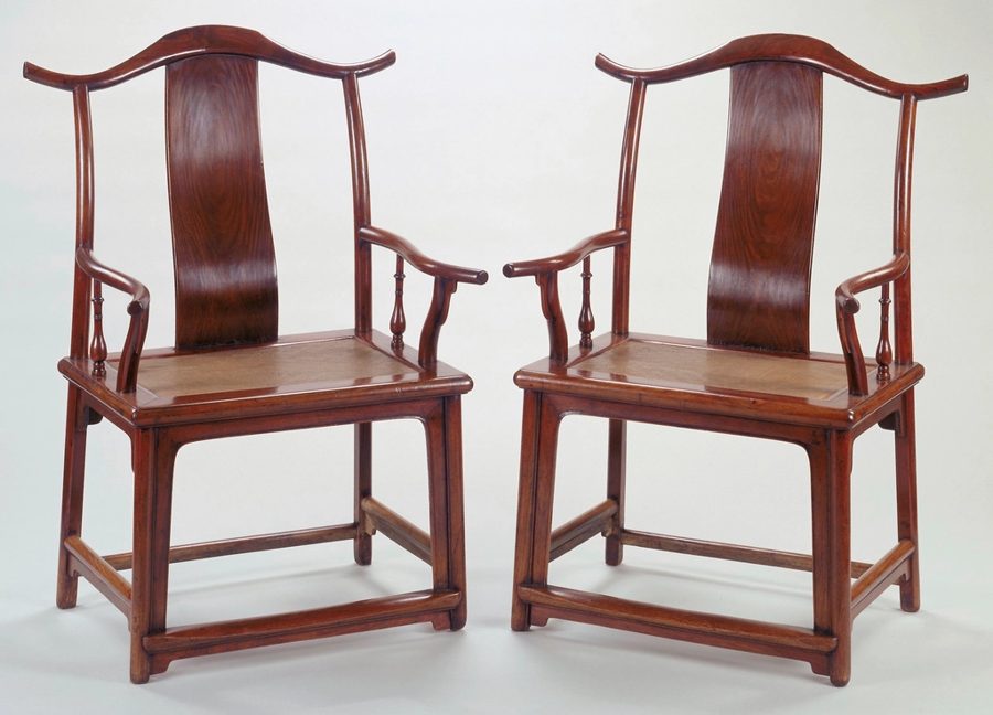 Pair of Chinese-style wooden armchairs